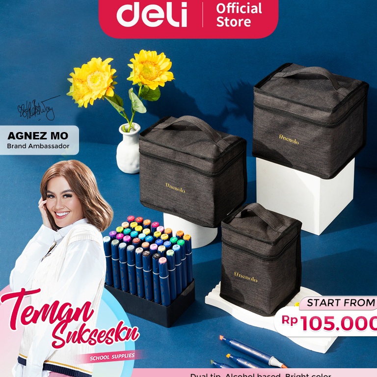 

KODE Q7B2 Deli Finenolo Spidol Sketsa Sketch Marker Dual tip 3 8 Warna EC184