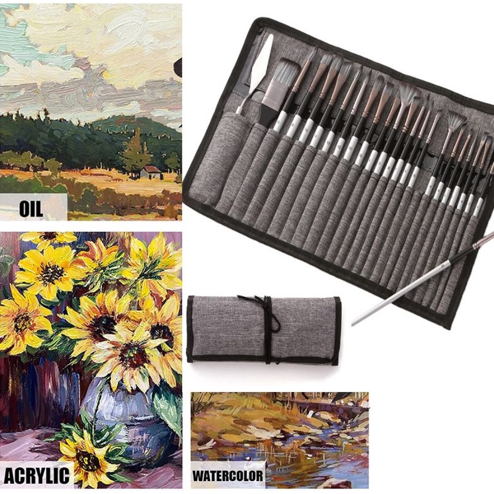 

KODE B7S4 Set Kuas Lukis Cat Air Minyak Nylon Paint Brush 24 PCS MSA214