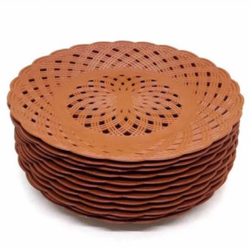 Piring rotan plastik / piring anyam plastik / piring anyam