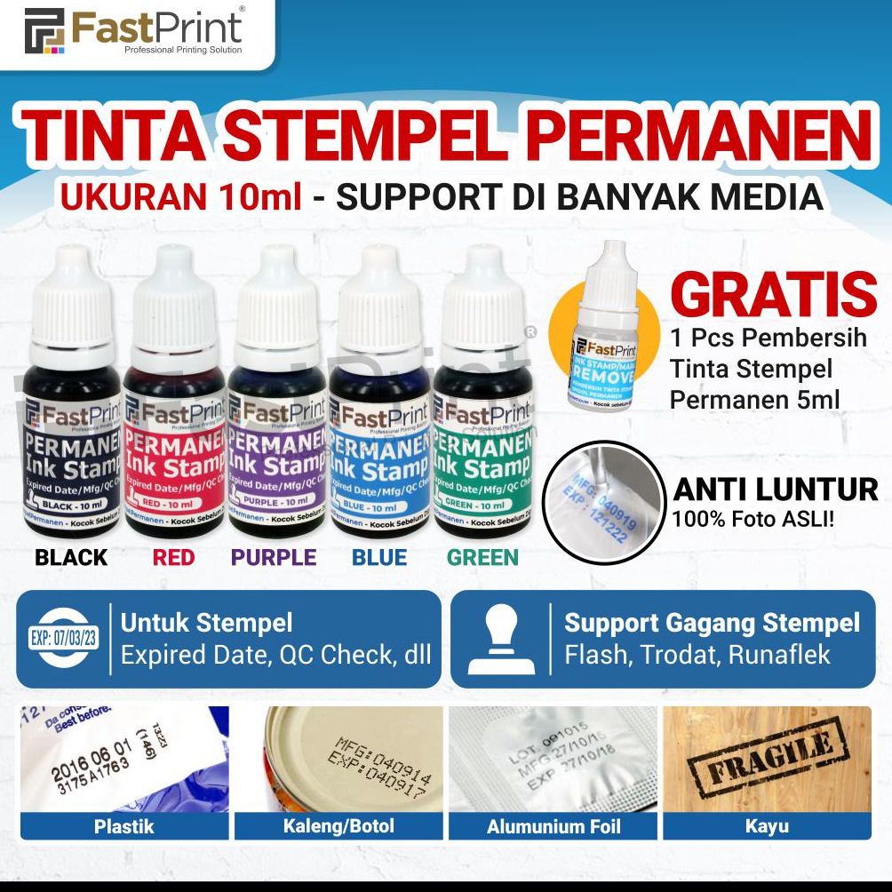 

KODE S1J Fast Print Tinta Stempel Permanen Expired Date 1 ML
