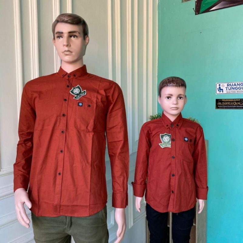 kemeja polos lengan panjang couple ayah dan anak