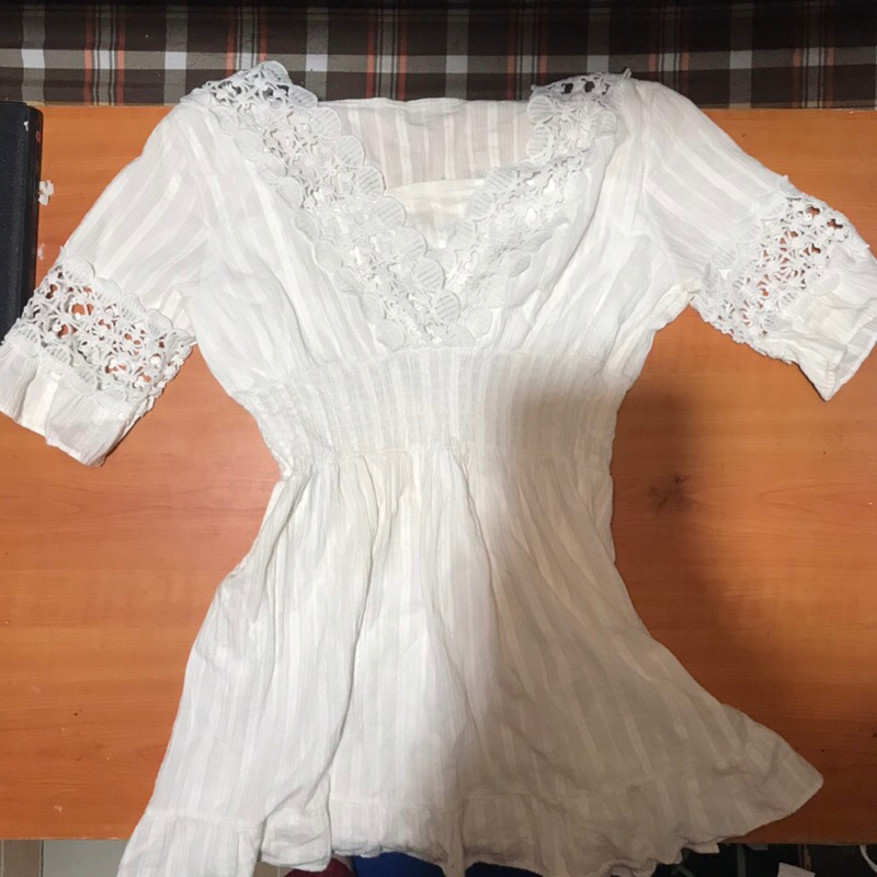dress mini white fairy core cottage y2k thrift brukat