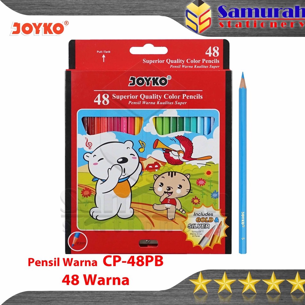

KODE W7P Pensil Warna Joyko CP 48 PB Isi 48 Warna Panjang Color Pencil 48 Colors Long CP48PB