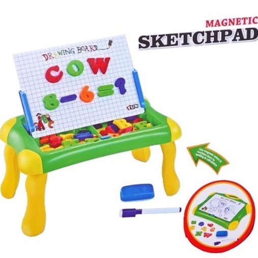 

KODE K9H5 Mainan Edukasi Magnetic Sketchpad Learning Case Drawing Board 2 in 1 classroom papan tulis magnet huruf SNI