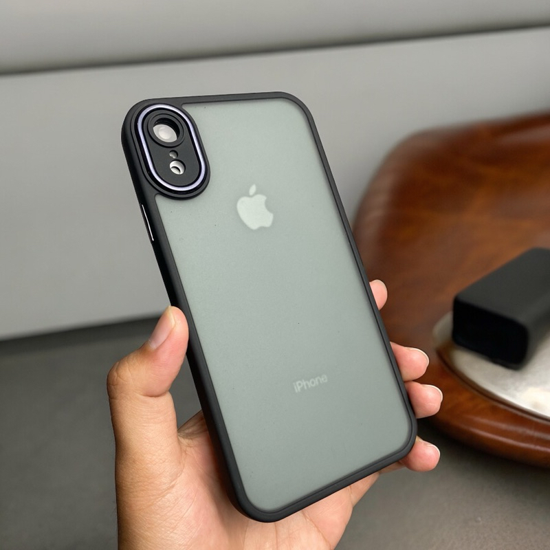 Casing iphone Doft Edge X Xr Xs Max Tebal Acrylik Black Dove Polos Bagus Elegan