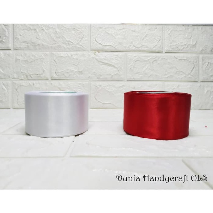 

TERBUKTI Pita Satin 2 Inch Pita Kado Bahan Kerajinan Tangan DIY Putih
