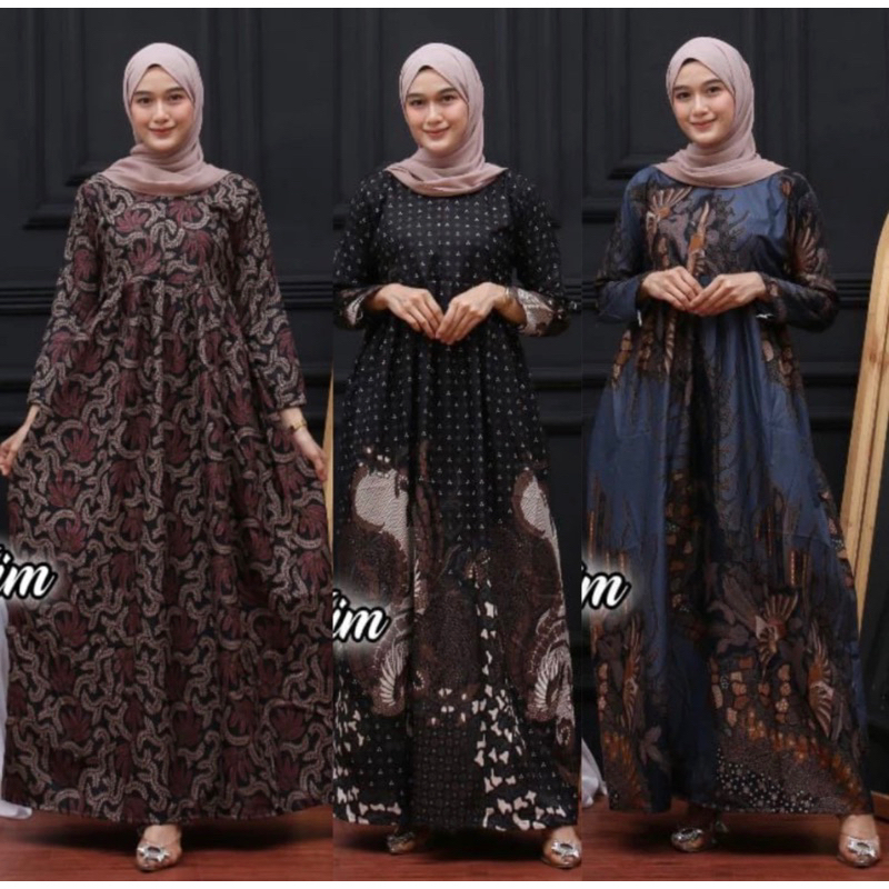 Gamis Batik Kekinian Cantik Murah Poliester Kain Katun Motif Muslim Nyaman Panjang Standar Jumbo