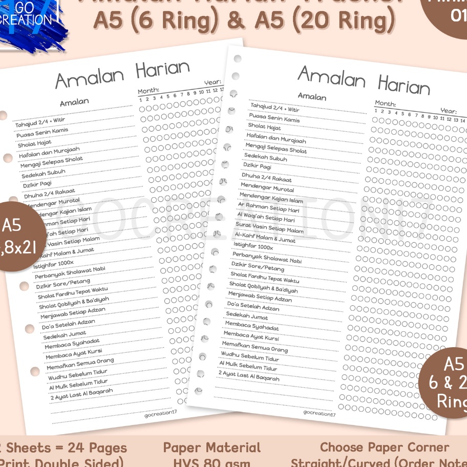 

Khusus Buku Planner Kes Binder Amalan an Tracker Simple Mmalis A5 ring 2 dan A5 ring 6