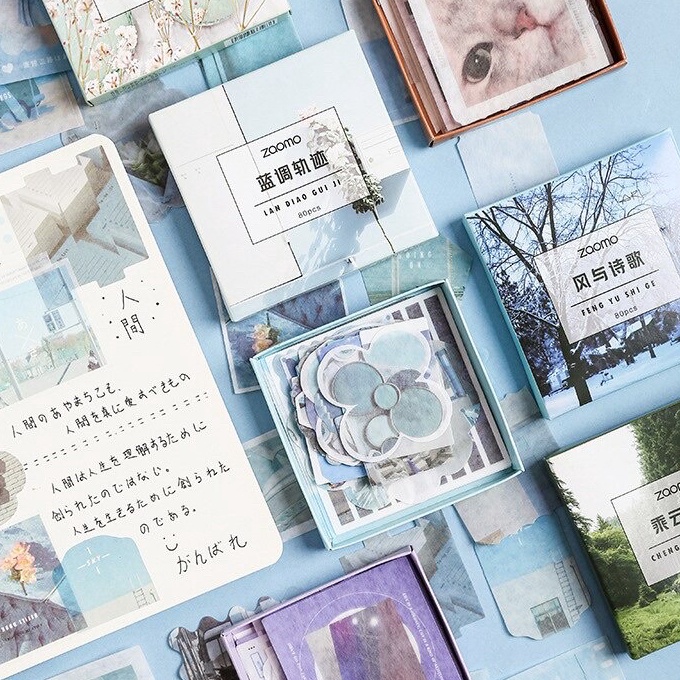 

Unggul 8 Lembar Box Sticker Aesthetic Vintage Material Stiker Scrapbook DIY