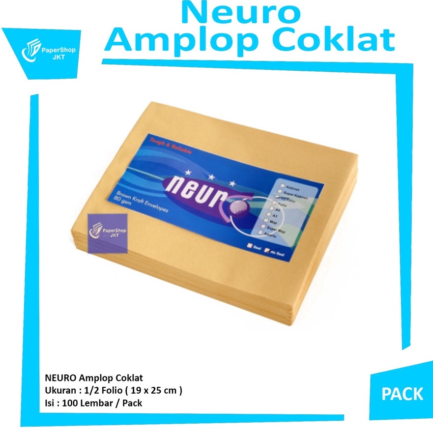 

HJ6 Neuro Amplop Coklat 12 Folio Non Seal 19 x 25 cm Pack