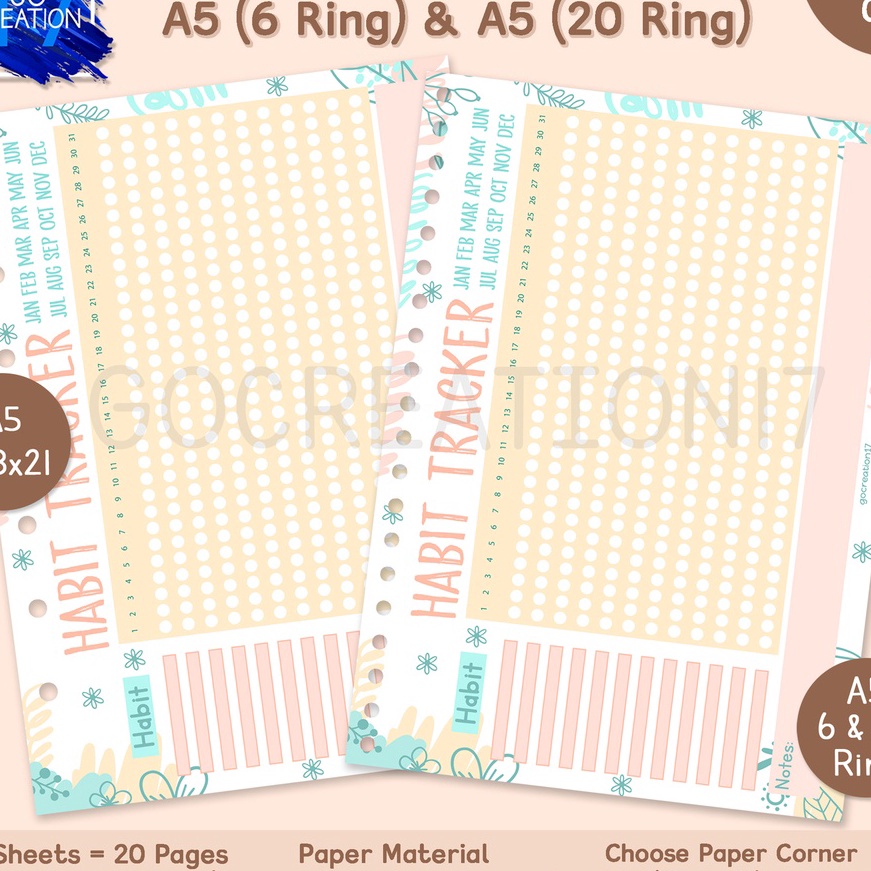

Wow Kes Planner Isi Binder Habit Tracker Motif Premium A5 ring 2 dan A5 ring 6