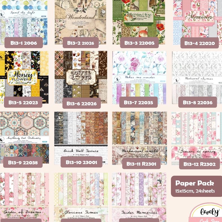 

KI3 LovelyCraft B13 24pcspack Paper Pack import 12desns x 2 15x15cm 6 inch Scrapbook paper Paper pack card fancy paper kes orami Art paper