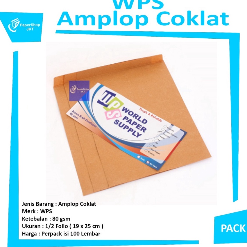

KP8 WPS Amplop Coklat Ukuran 12 Folio Non Seal Pack