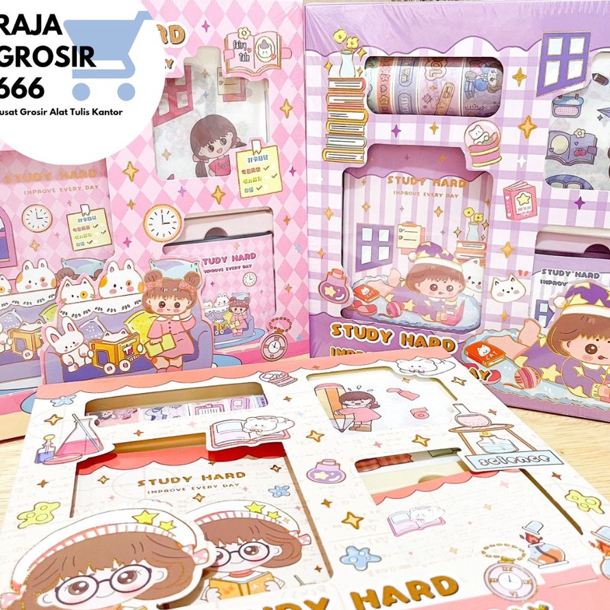 

FG2 JURNAL 4 IN 1 KODE S1 STUDY HARD WASHI TAPE STICKERSTICKY NOTESNOTEBOOK A5