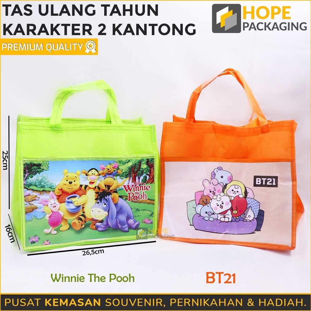 

SPONTAN Tas Spunbond Ulang Tahun Anak Murah UK 265x25cm Tas Bento Karakter 2 Kantong Souvenir Birthday Tas Ultah Tas Ulang tahun Anak Goodiebag Ulang Tahun Tas Ultah Ladscape