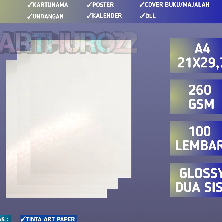 

HJ6 Kes art cartonart paper 26 gsm A4 isi 1 lembarArt karton 26 gram