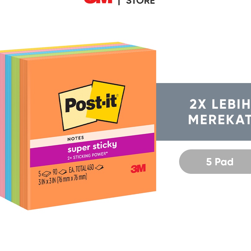 

Promo 3M Postit Sticky Notes 6545SSAU 2x merekat 5 pad 76x76 mm Untuk berbgai permukan kes