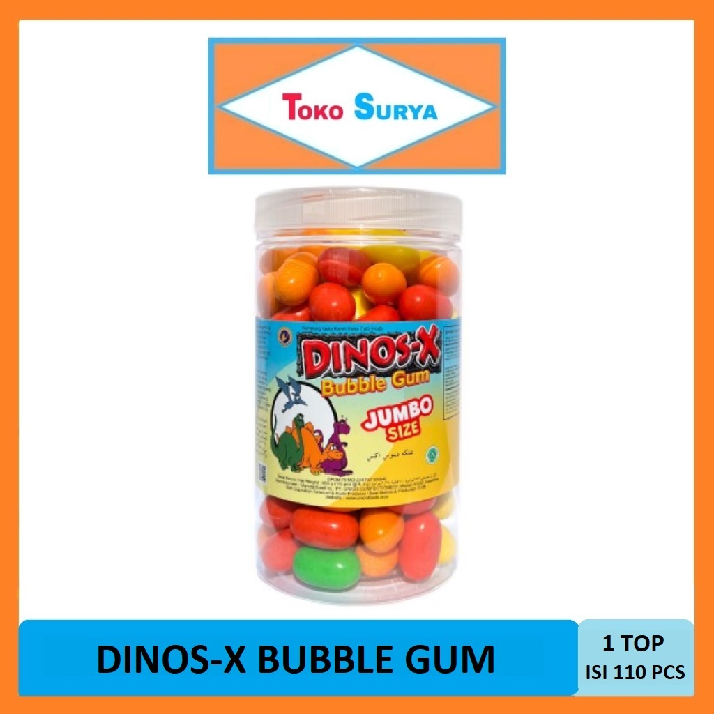 

Dinos X Bubble Gum Permen Karet Rasa Tutti Frutti Toples 693 Gr