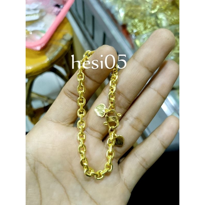 Gelang rantai nori medan ukuran 5 suku emas asli lapis emas 24k