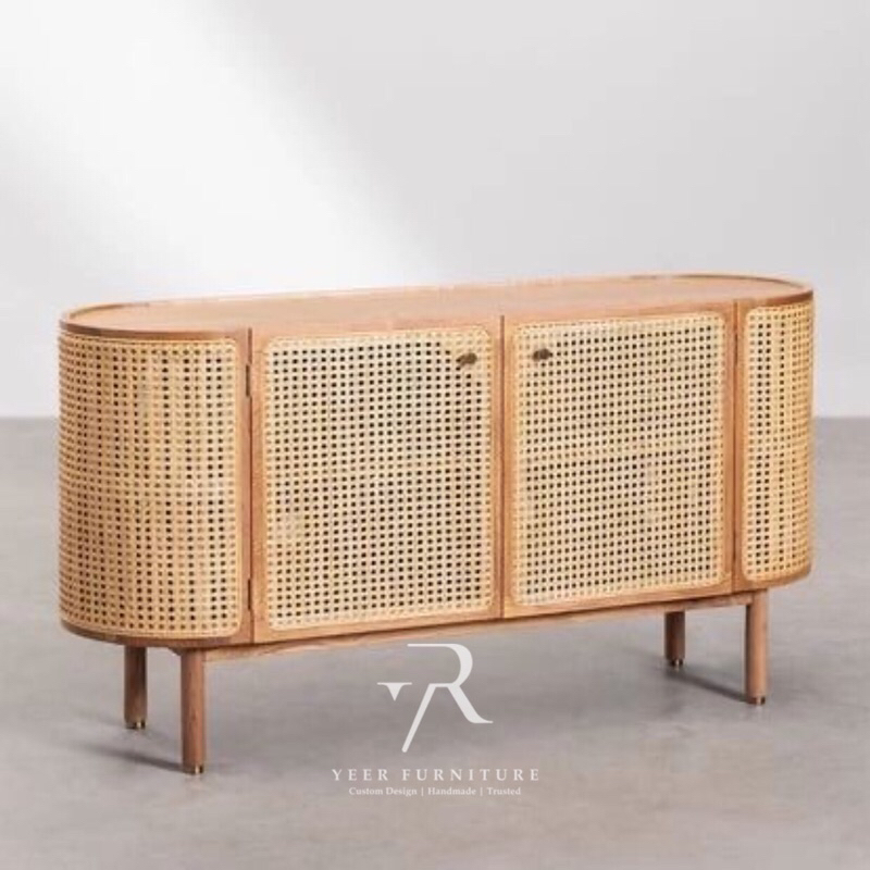 Meja Nakas TV Jati Minimalis Rotan Retro