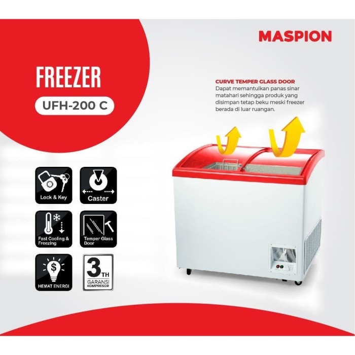 CHEST FREEZER MASPION 200 KACA - 200 liter