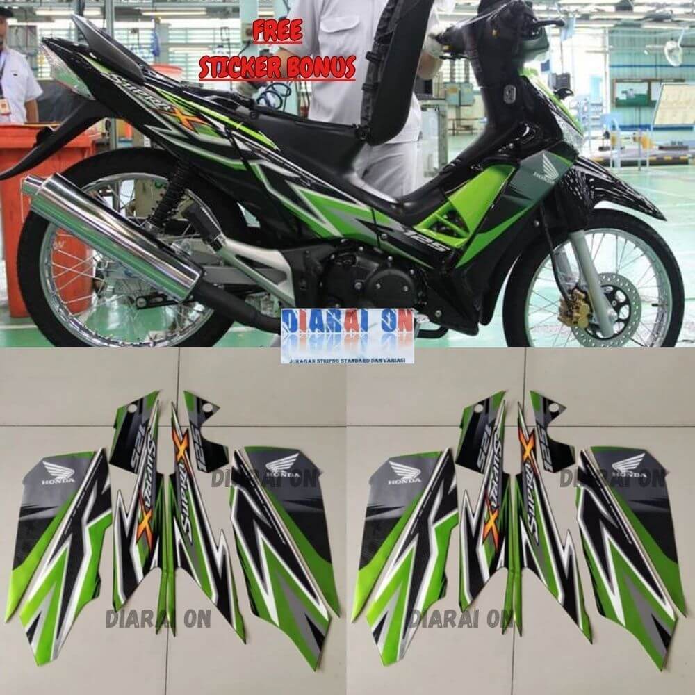 Striping Stiker Honda Supra X 125 2012 - Supra X 2012 Hijau Murah