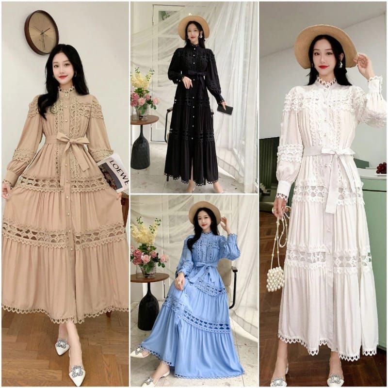 Gamis Renda Import Bangkok Premium / Gamis Putih Gamis Freya Fashion Bangkok