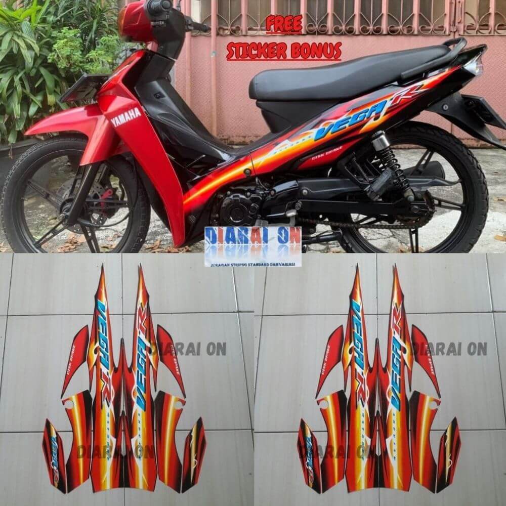 Striping Stiker Yamaha Vega R New 2007 2008 Hitam Merah Murah