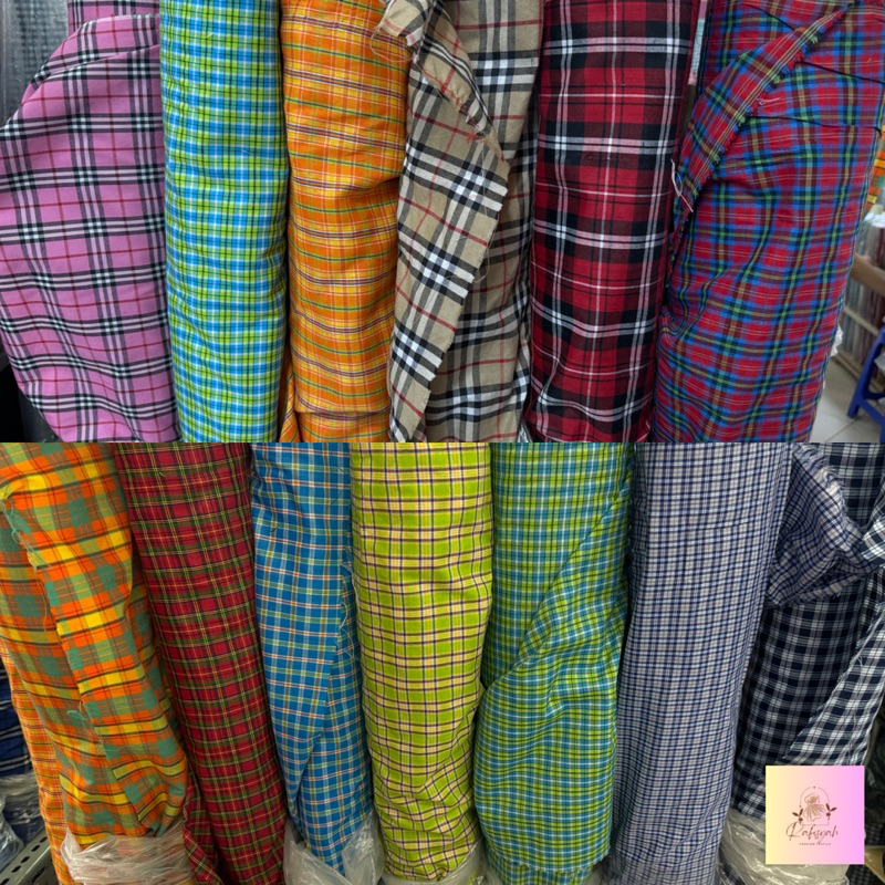 RTYU Kain Katun Polyester / Kain Katun Kotak Kotak / Kain Katun Seragam Sekolah / Kain Cotton Motif