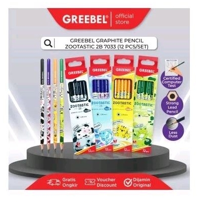 

1LUSIN Pensil 2B GREEBEL SERI ZOO 7030