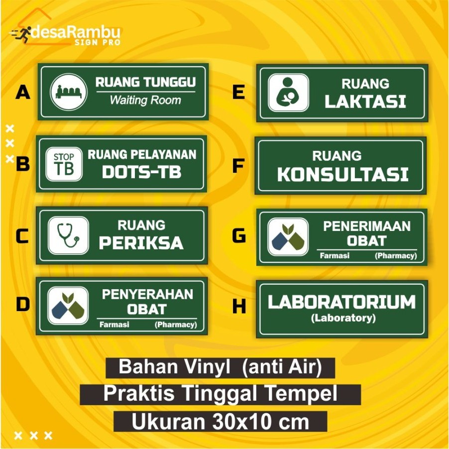 

Cetak Stiker Akrilik Rambu Khusus Kesehatan Ukuran 30 cm x 10 cm Safety Sign Ruang Tunggu / Ruang periksa Laboratorium / Ruang Periksa