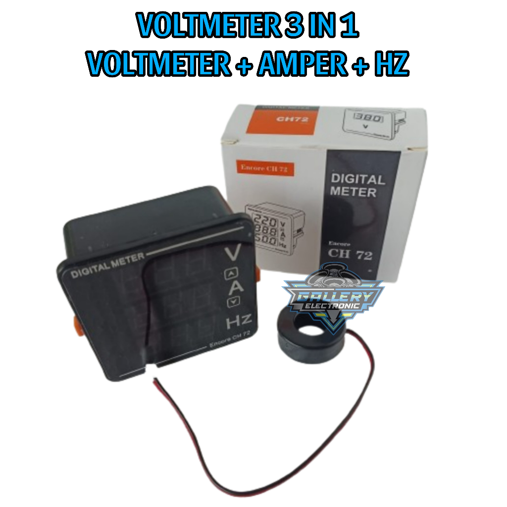 Digital 3in1 Voltmeter AC - Ampere Meter - HZ Meter / Volt Amper HZ 500 Volt 120A 74x74cm CH-72 VAHz