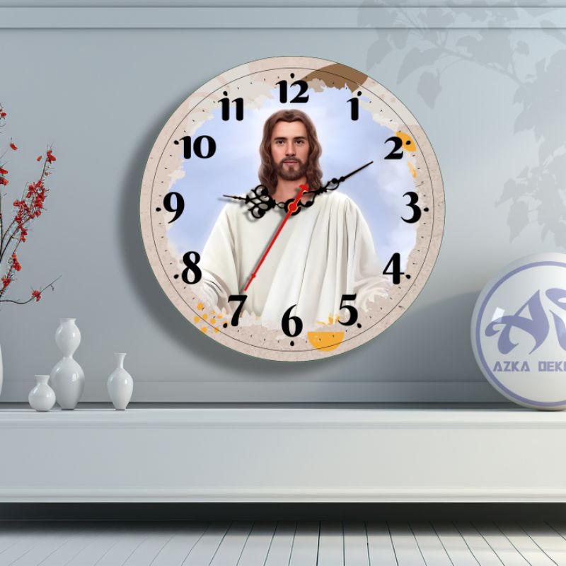 Hiasan Jam dinding kristen Rohani untuk ruang tamu /papan mdf hijau / jam dinding