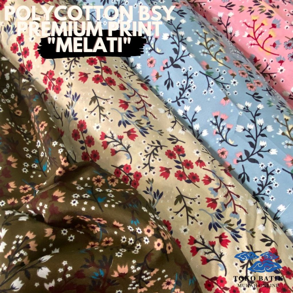 Kain Poly-Cotton BSY Print Premium Silk Motif Kembang "MELATI" Foil SUPER LEMBUT Kode MOTIF 2024