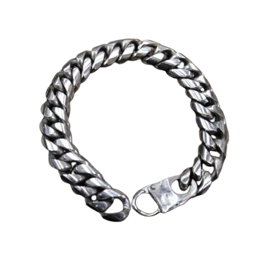 Gelang pria rantai sisik monel besi putih asli anti karat silver murah cowok keren macho cool