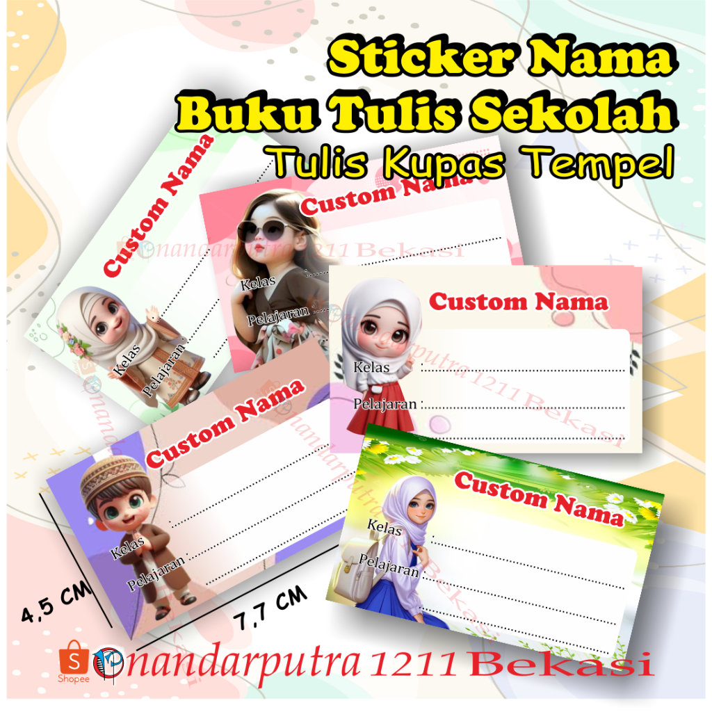

(38Pcs) Sticker Buku Tulis Sekolah/Stiker Nama Buku Tulis