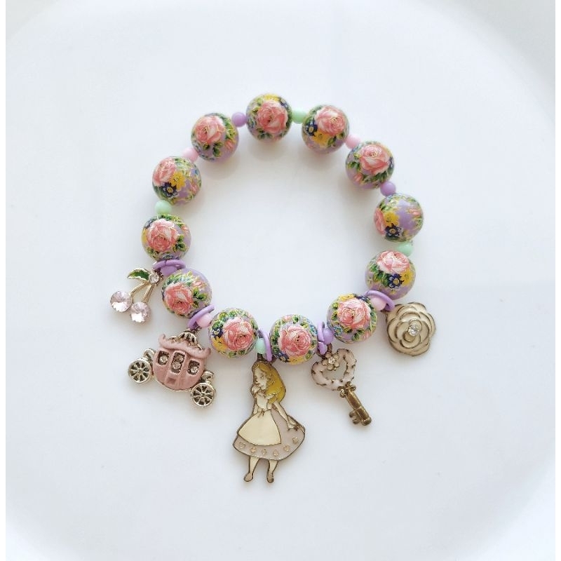 gelang charm cinderella ungu japanese tensha beads