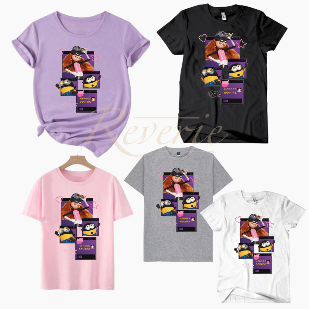 TSHIRT HEROES BEWARE POPPY DESPICABLE ME4 BAJU KAOS MINION DM4 ANAK DEWASA PEREMPUAN COUPLE TWINNING
