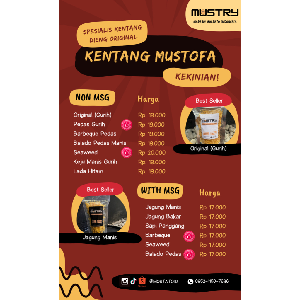 

Mustry Kentang Mustofa Kekinian Kentang Dieng Original NON MSG & Tanpa Pengawet