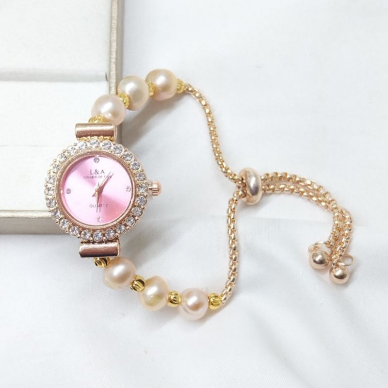 Gelang serut// Jam Tangan ikat mutiara// Gelang Mutiara Asli Model serut