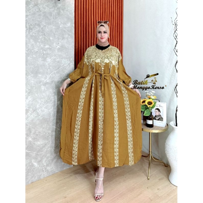 Abaya Kaftan Riyana Super Jumbo Ld 160 Gamis Jumbo Daily Big Size Baju Hamil