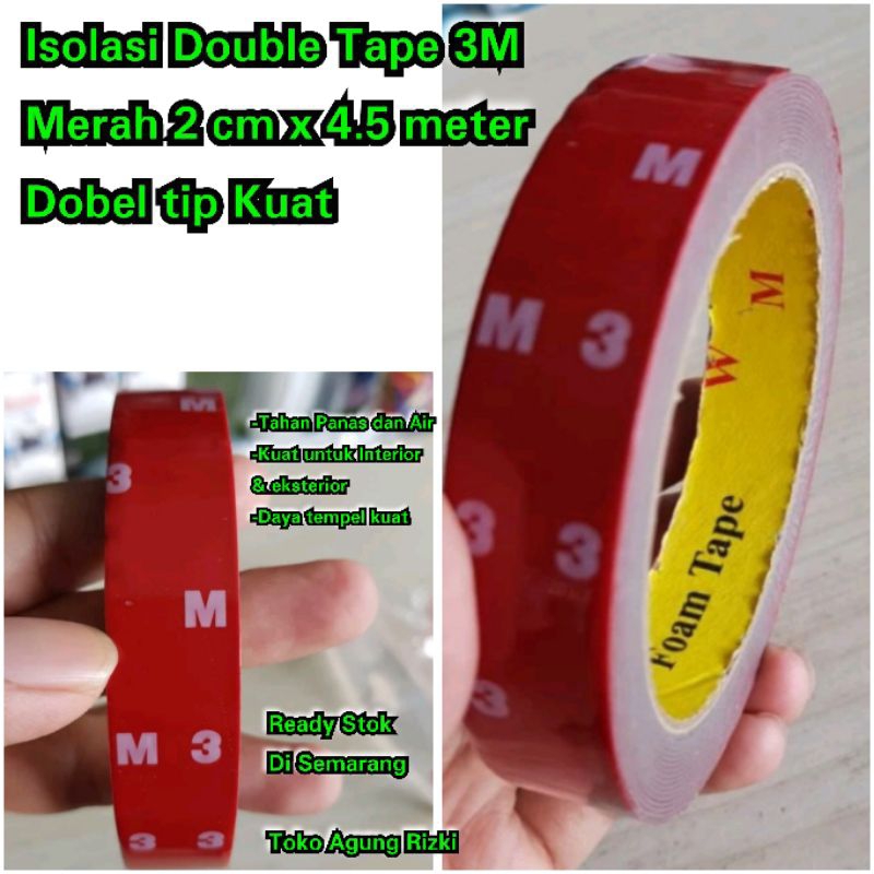

Isolasi Double Tape 3M Merah 2 cm x 4.5 meter Dobel tip Lem Perekat Kuat