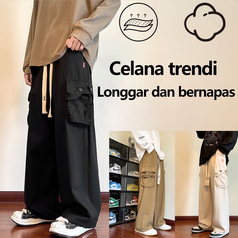celana cargo panjang pria  gombor celana panjang cardinal  pria  kantong original 100% tali celana o