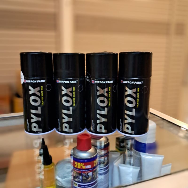 CAT PYLOX nippon paint warna clear,red,white,black