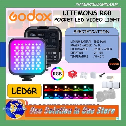 Godox LED6R Litemons RGB Pocket LED Video Light LED 6R Original