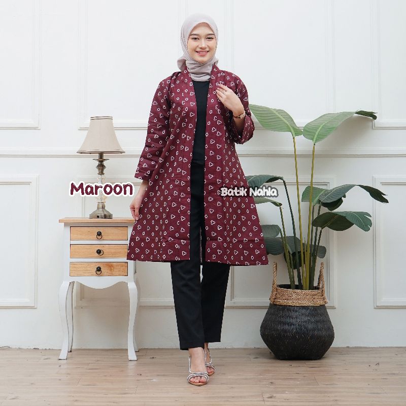 Cardigan batik / outer batik motif jumputan kekinian