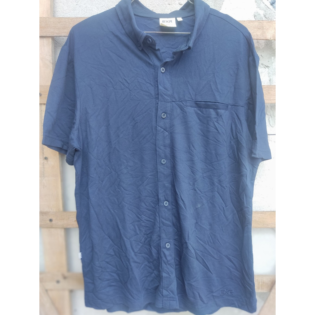 Kaos Kerah EXR Motif Kemeja Full Kancing Depan Second/Preloved