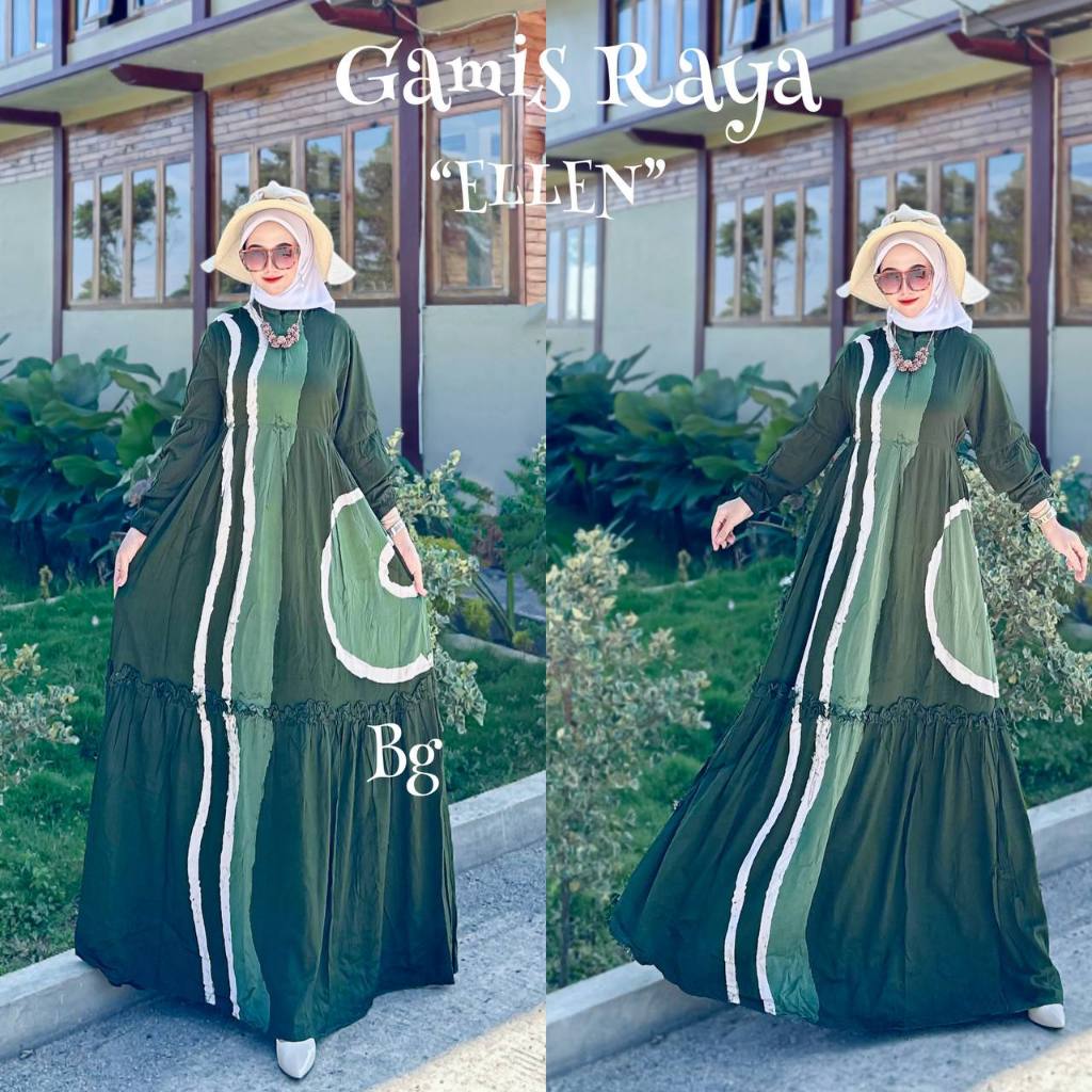BG ORI RAYA "READY" GAMIS RAYA NEW ELLEN TWILL ORI SIZE " S M L XL XXL "| GAMIS TWILL ABSTRAK | TWIL