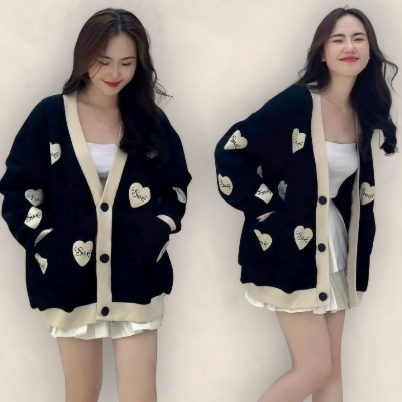 SWEATER SEWE-LOVE WANITA OVERSIZE SWEATER CARDIGAN BASIC CASUAL KOREAN BAJU ATASAN WANITA KANCING DE