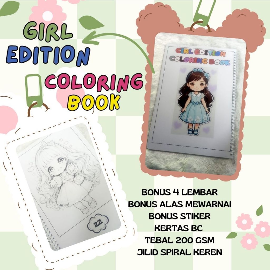 

GIRL EDITION COLORING BOOK CUTE AESTHETIC BUKU MEWARNAI MURAH ANAK PAUD TK SD KERTAS TEBAL 200 GSM